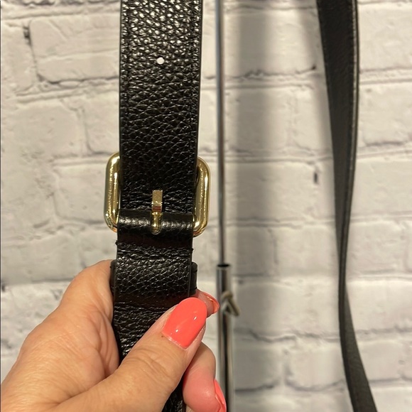 DKNY Black Leather Crossbody Bag with Gold Accents - Picture 6 of 8